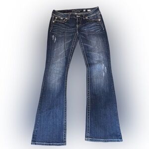 Miss Me women jeans Easy Boot Dark wash Bootcut size 27 leather back patch Y2K